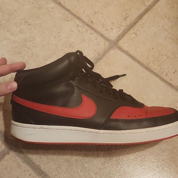 Nike Men's Court Vision Mid Bred Red & Black Shoes DM8682-001 Size 10 - Picture 8 of 13